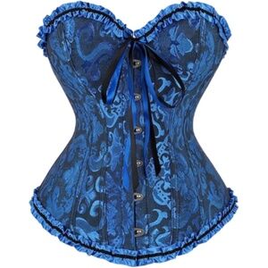 Women's Lace Up Boned Overbust Corset Bustier Top